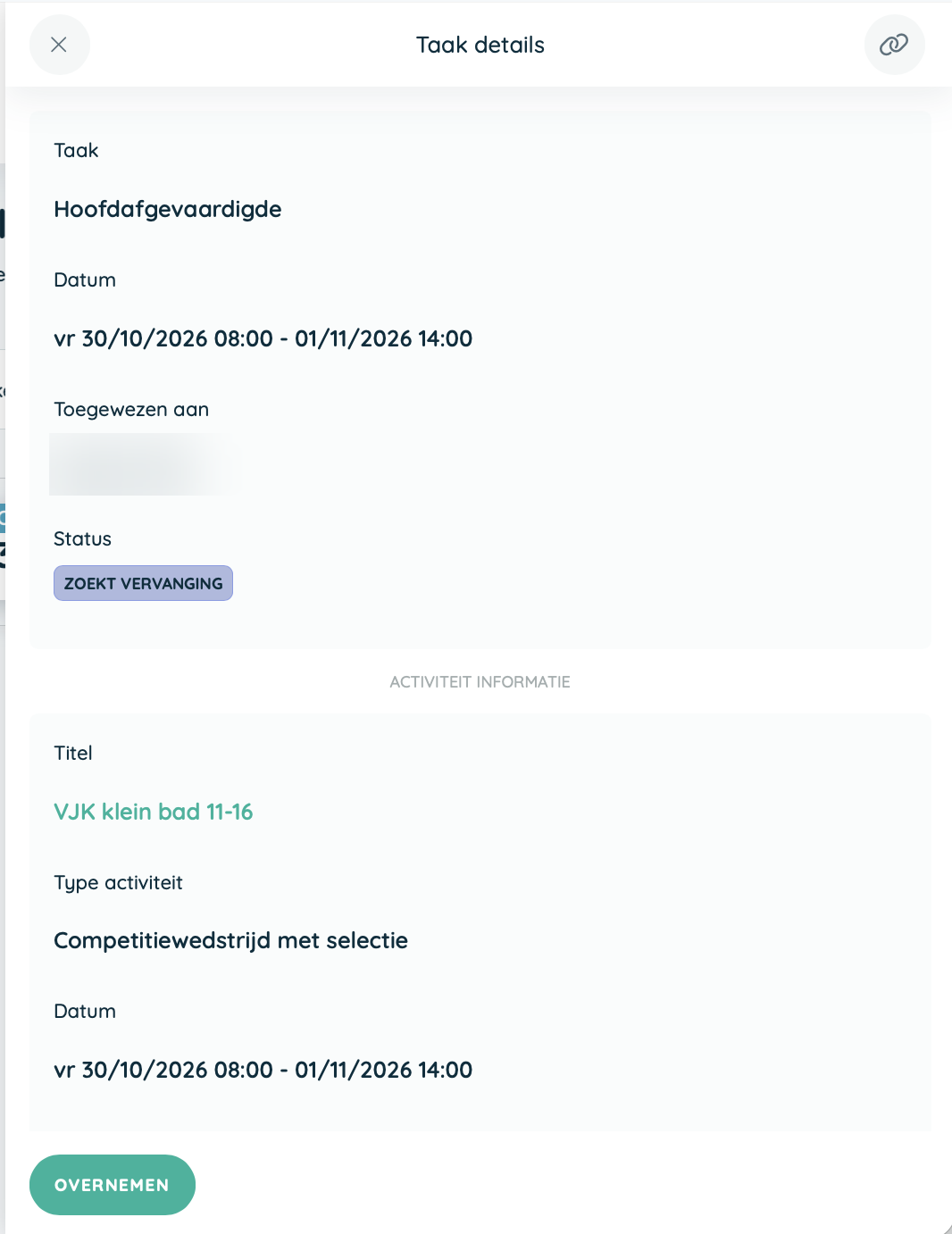 Twizzit-taak met status Zoekt vervanging
